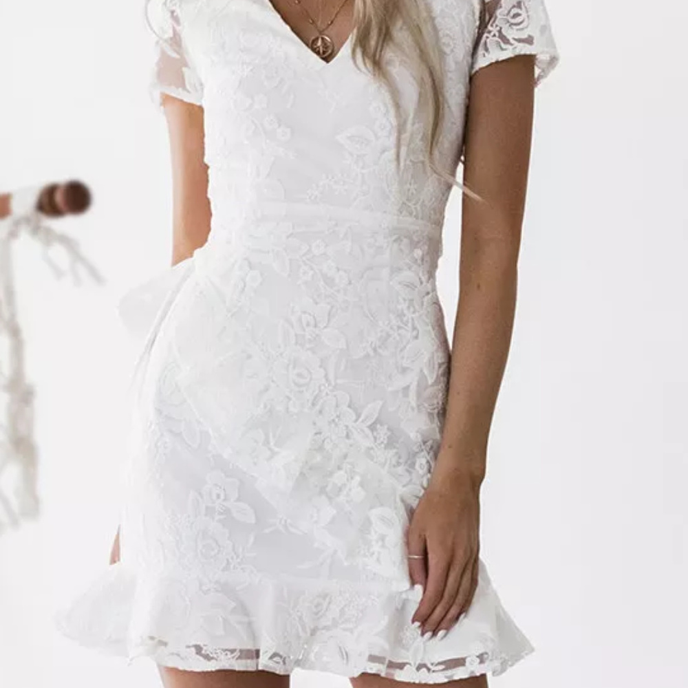 NWT Yoins White See Thru Back MIni Dress